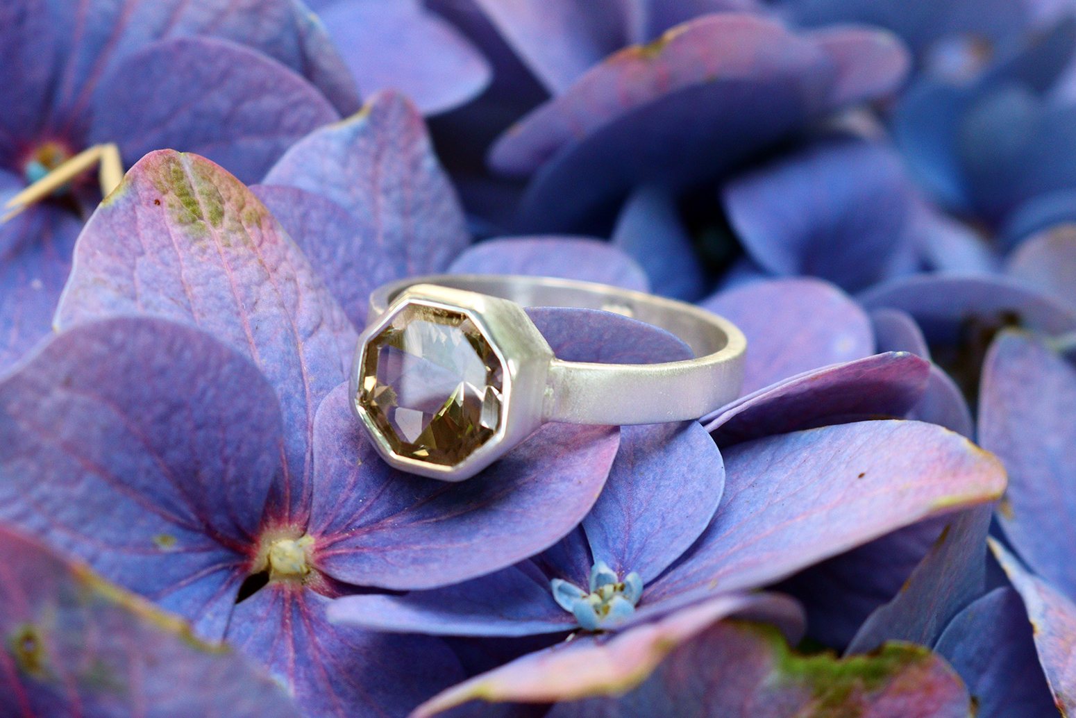 Hexagon Smokey Quartz Ring