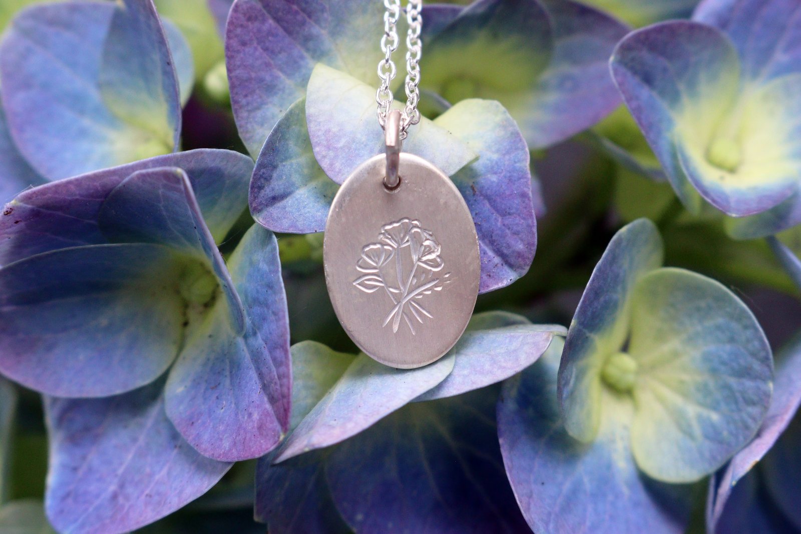Hand engraved Flower Bouquet Necklace