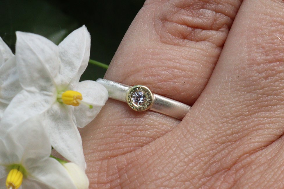 Diamond, 14K and Silver Ring